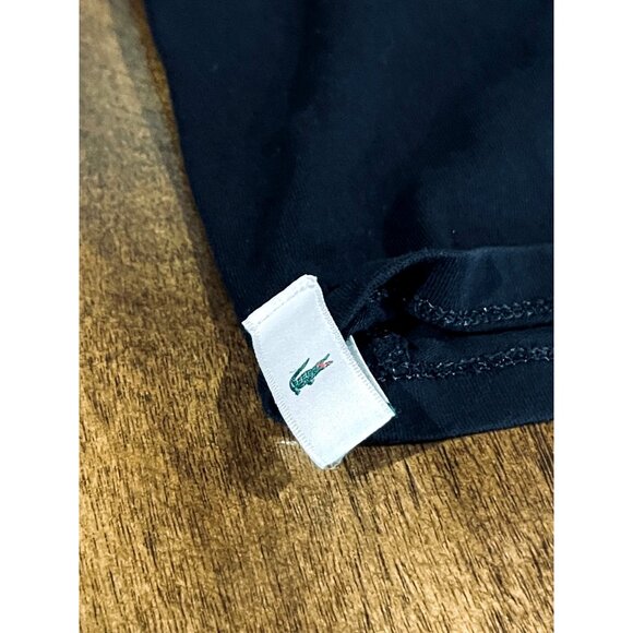 Lacoste Mens Black V-Neck T-Shirt XL Cotton Blend Casual Wear - Picture 2 of 4